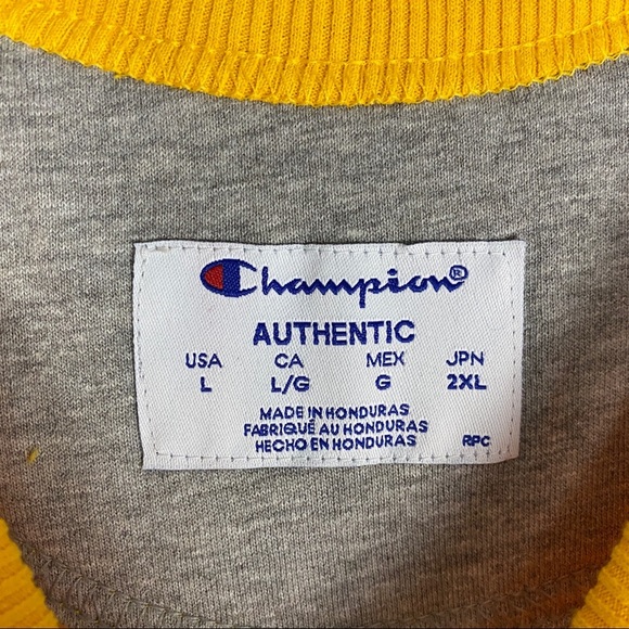 Champion Authentic Yellow Pullover Mens Large - Picture 4 of 6